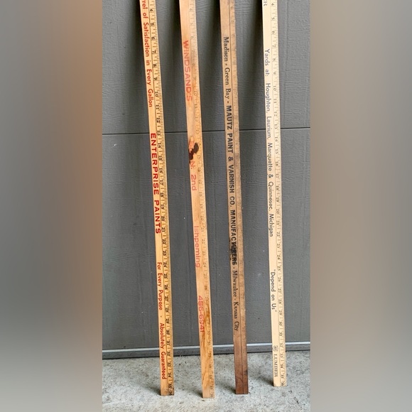(Lot of 4) Vtg Upper Peninsula Michigan Antique Advertising Wooden Yardsticks - Picture 10 of 11